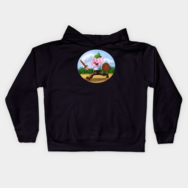 STORYBOOK PIG ADVENTURER Kids Hoodie by droidmonkey